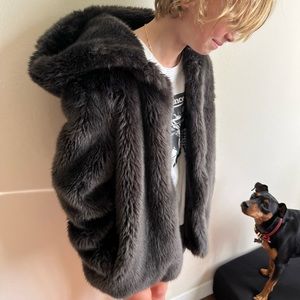 Faux Fur Hooded Coat